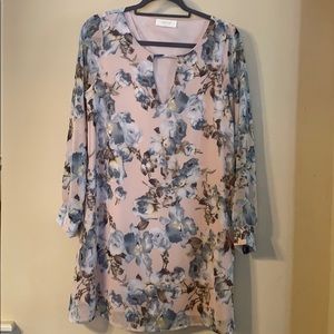 Lovely light pink with light blue floral dress!